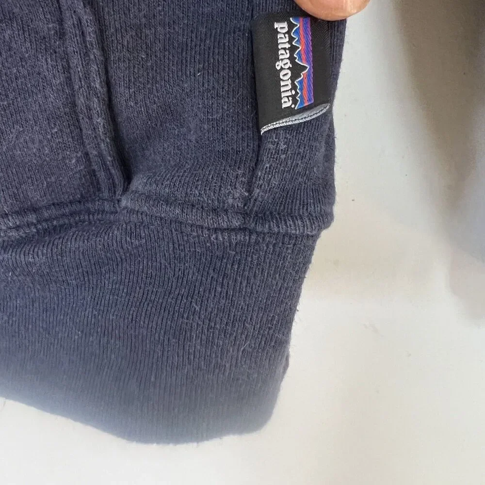 Patagonia Sweater Men's Hoodie Size Small Uprisal  Navy Blue Striped Long Sleeve